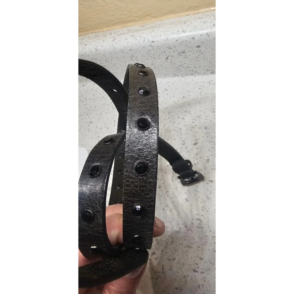 Women's Guess Black Leather Belt with Studs Size M 33inch-37inch